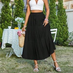 Black FlowyMaxi Skirt